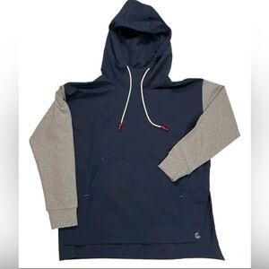 NWOT Johnny Was Calme- Blue and Grey Hooded Pullover Jacket. Size L